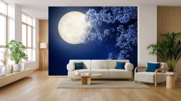 BLUE MOON | Carta da parati blu con luna